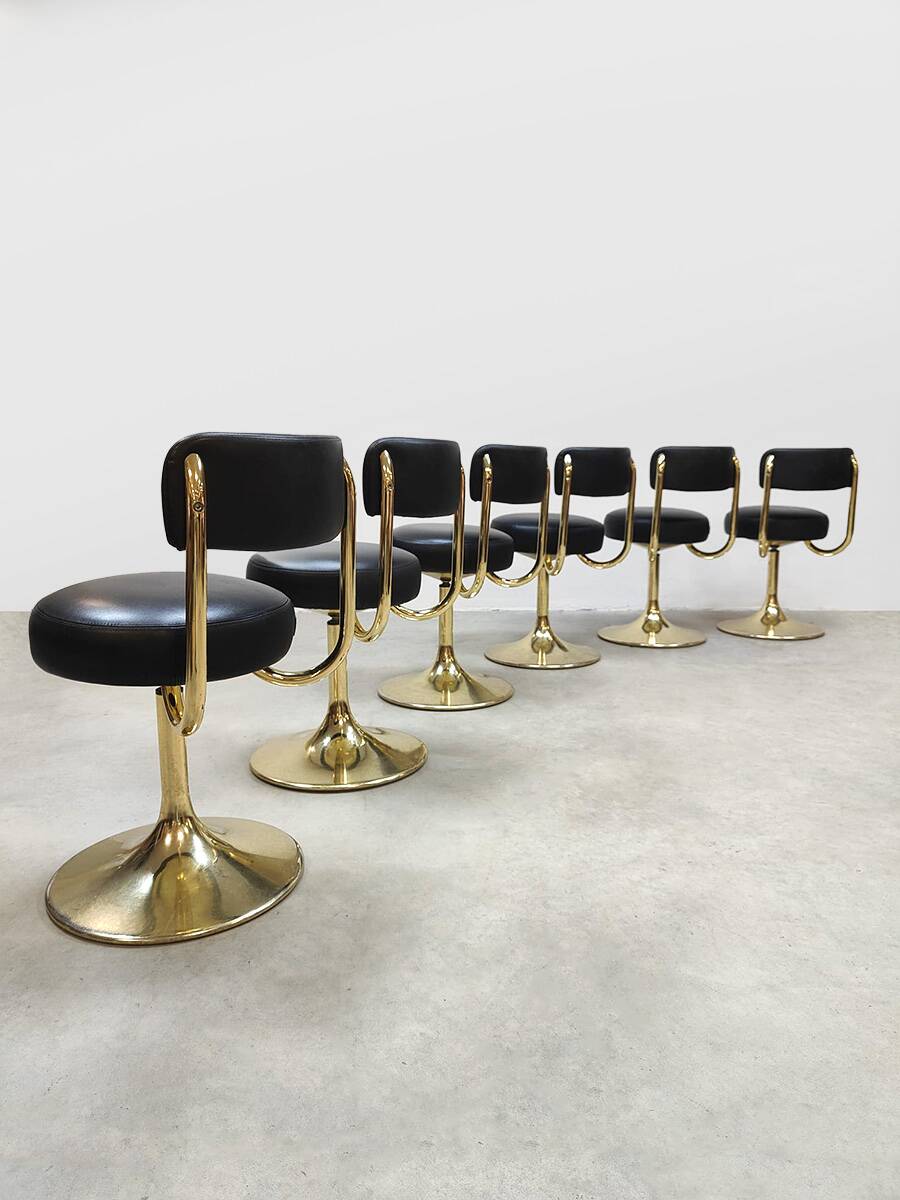 Vintage Swedish design brass low stools Borje Johanson