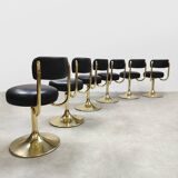 Vintage Swedish design brass low stools Borje Johanson