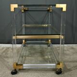 Rolling acrylic and brass serving table – 1960