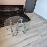 Vintage chrome steel and glass coffee table from Italy from the 70s