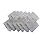 12 antique cocktail towels in off-white linen lined with lace