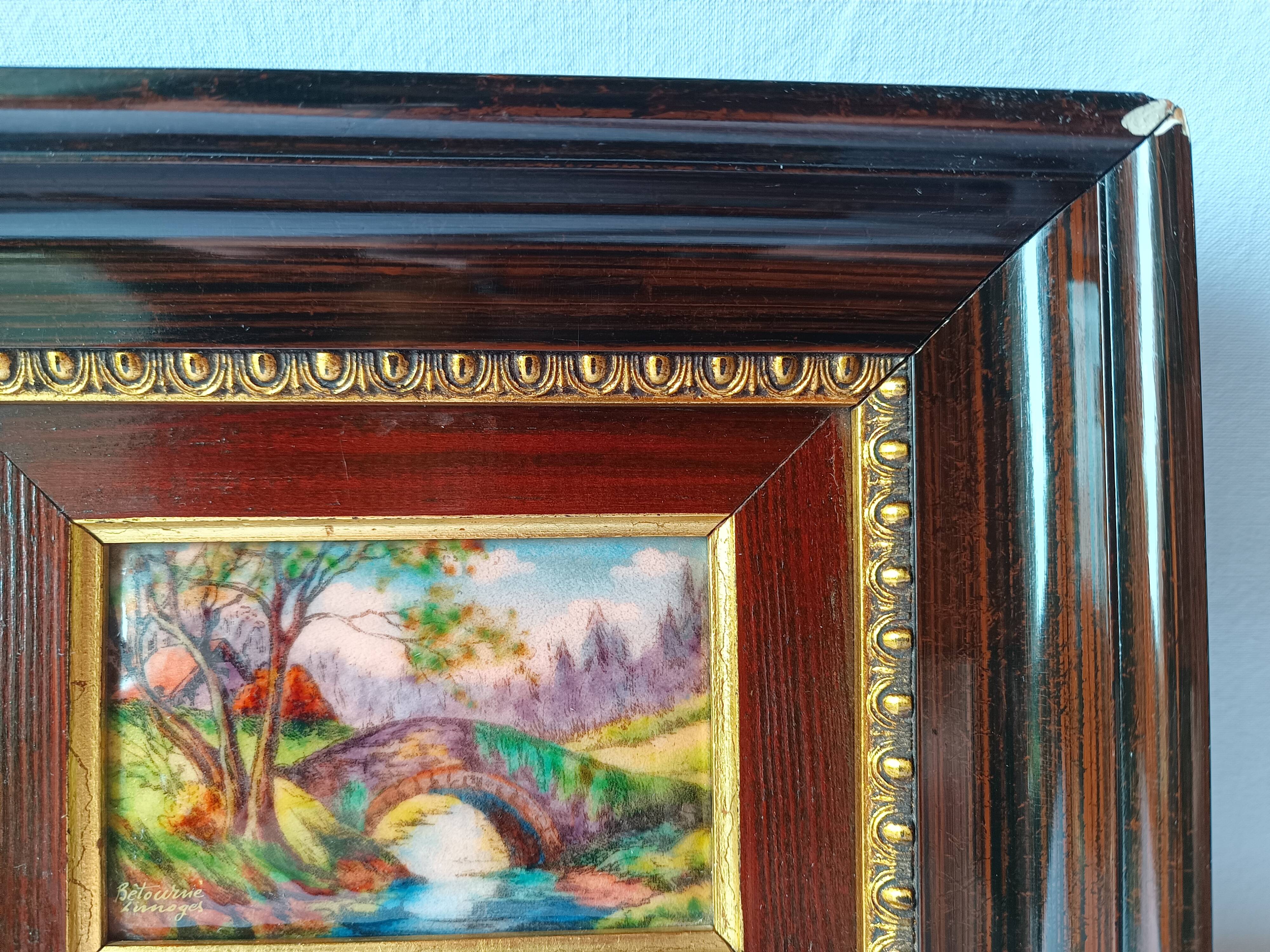 antique painting signed R. Bétourné wooden stucco frame