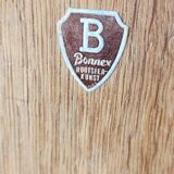 Paire de serre-livres vintage en bois, motif damier, années 50