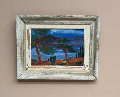Original Danish Oil on Panel “Forest Motif” by Ivan Joern, Vintage 35×45cm