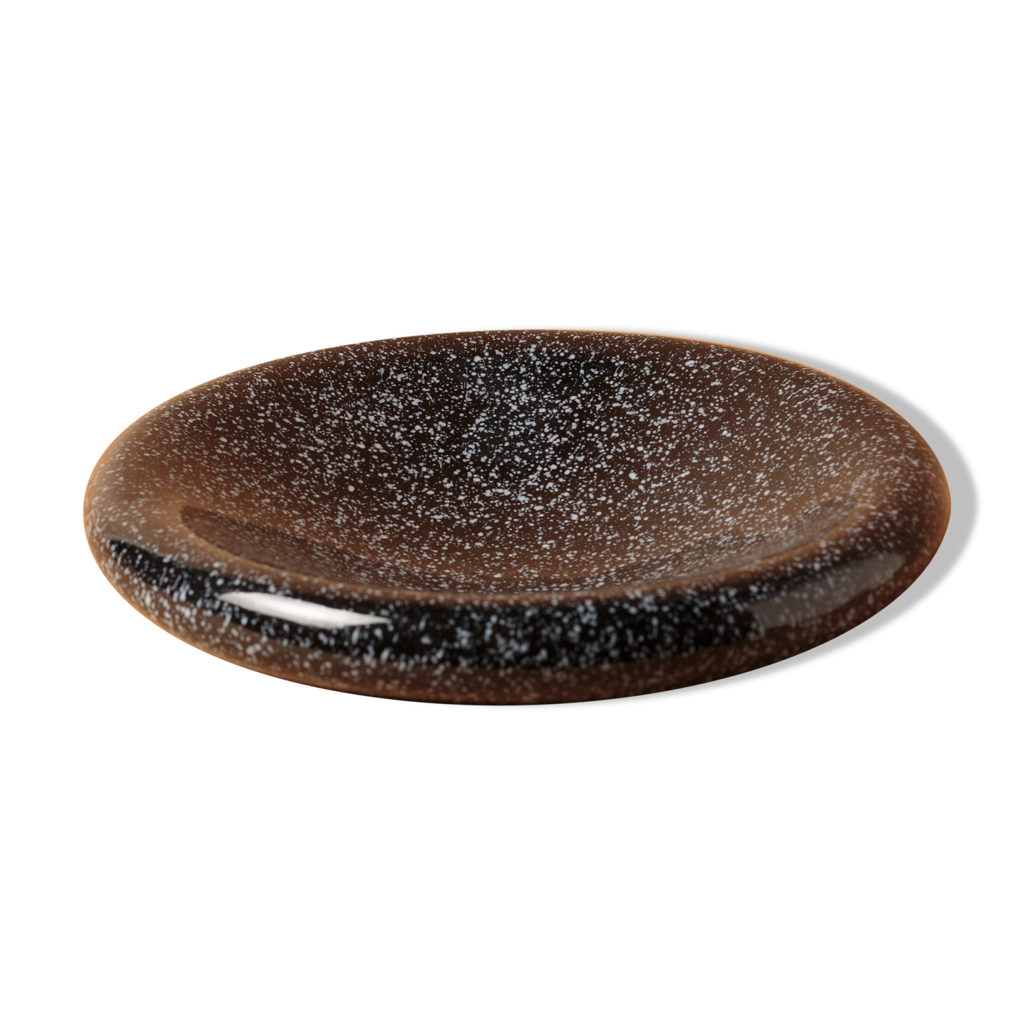 Dish ceramic vintage 1980 black chiné white