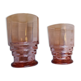 Art Deco glassware set in pink glass, 22 pieces