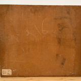 Castle in the rooftops, oil on wood panel, signed JA Dompierre.