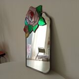 Vintage stained glass and lead mirror