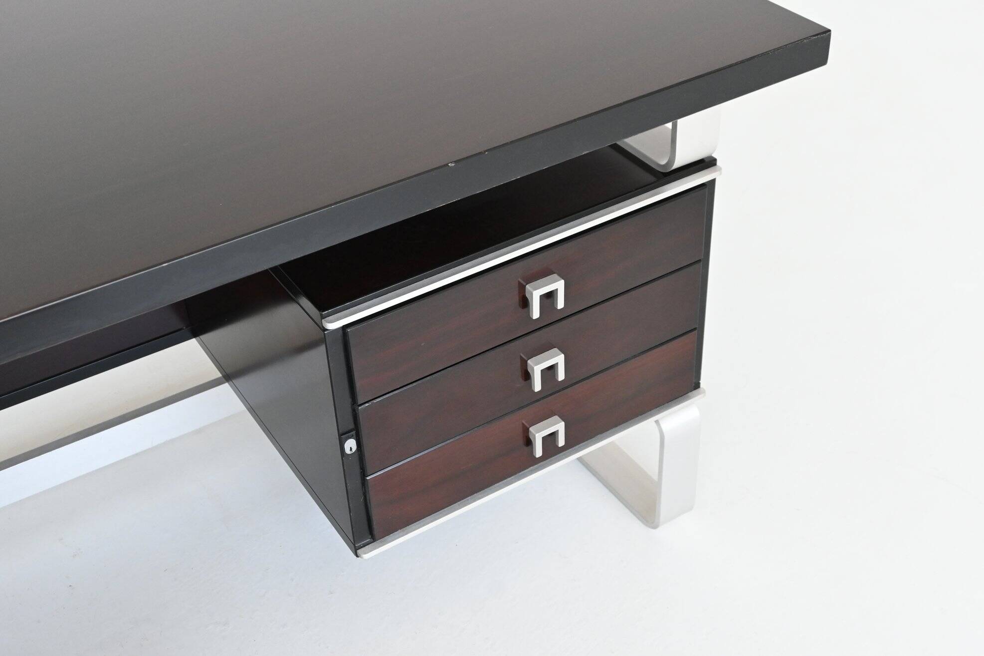 Abbondinterni executive corner desk in Mahogany Italy 1970