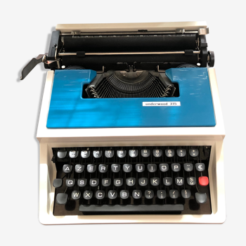 Machine à écrire Underwood 315 portative bleue