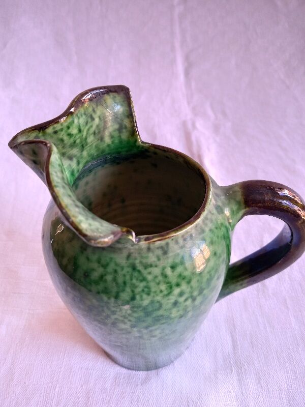 Pitcher "Vallauris" in glazed earth, green. AEGITN