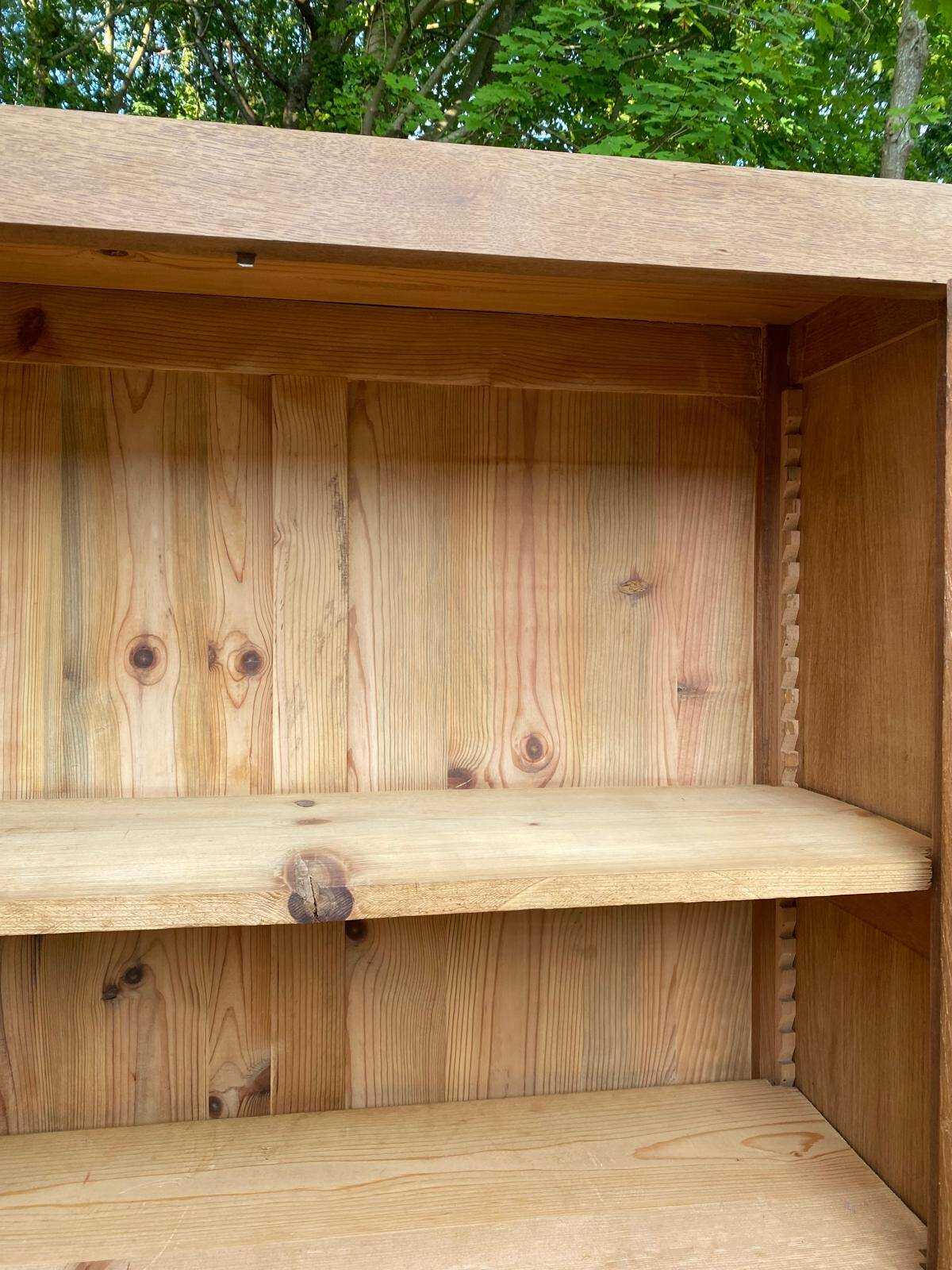 Parisian bonnetière cabinet, stripped display in solid oak from the 1930s.