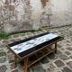 Table by Roger Capron, ceramics and rattan