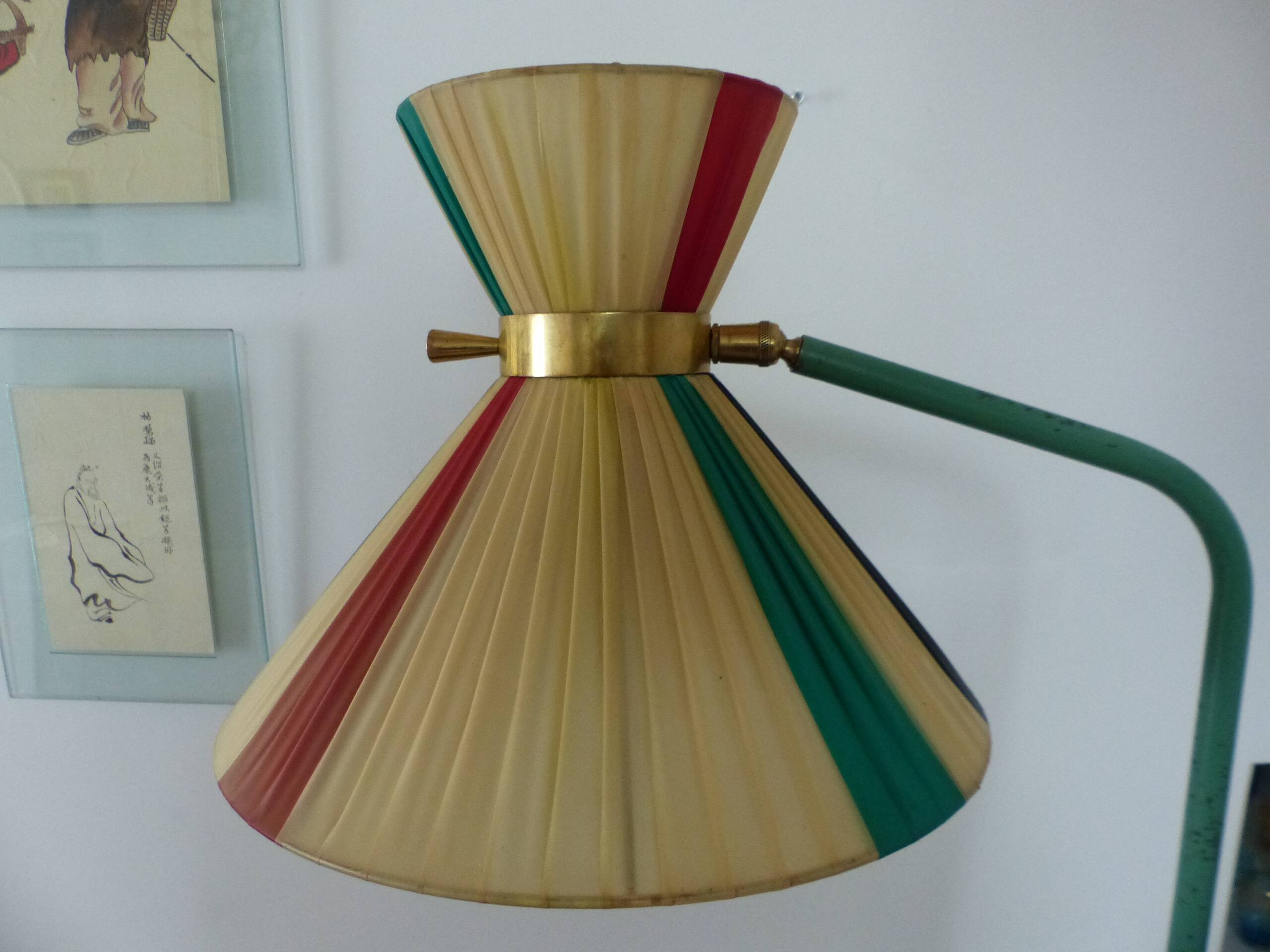 Lampadaire tripode DIABOLO de la Maison LUNEL des années 50 double éclairage