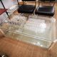 Italian travertine, perspex and glass coffee table, circa 1970