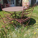 Table jardin + 4 chaises fer forgé