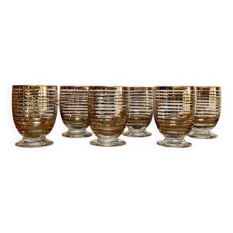 6 verres à liqueur dorés