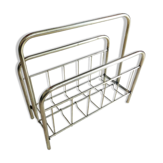 Magazine or vinyl holder in gold metal, 1960s