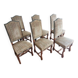Six French Os De Mouton Style Dining Chairs in Carved Wood