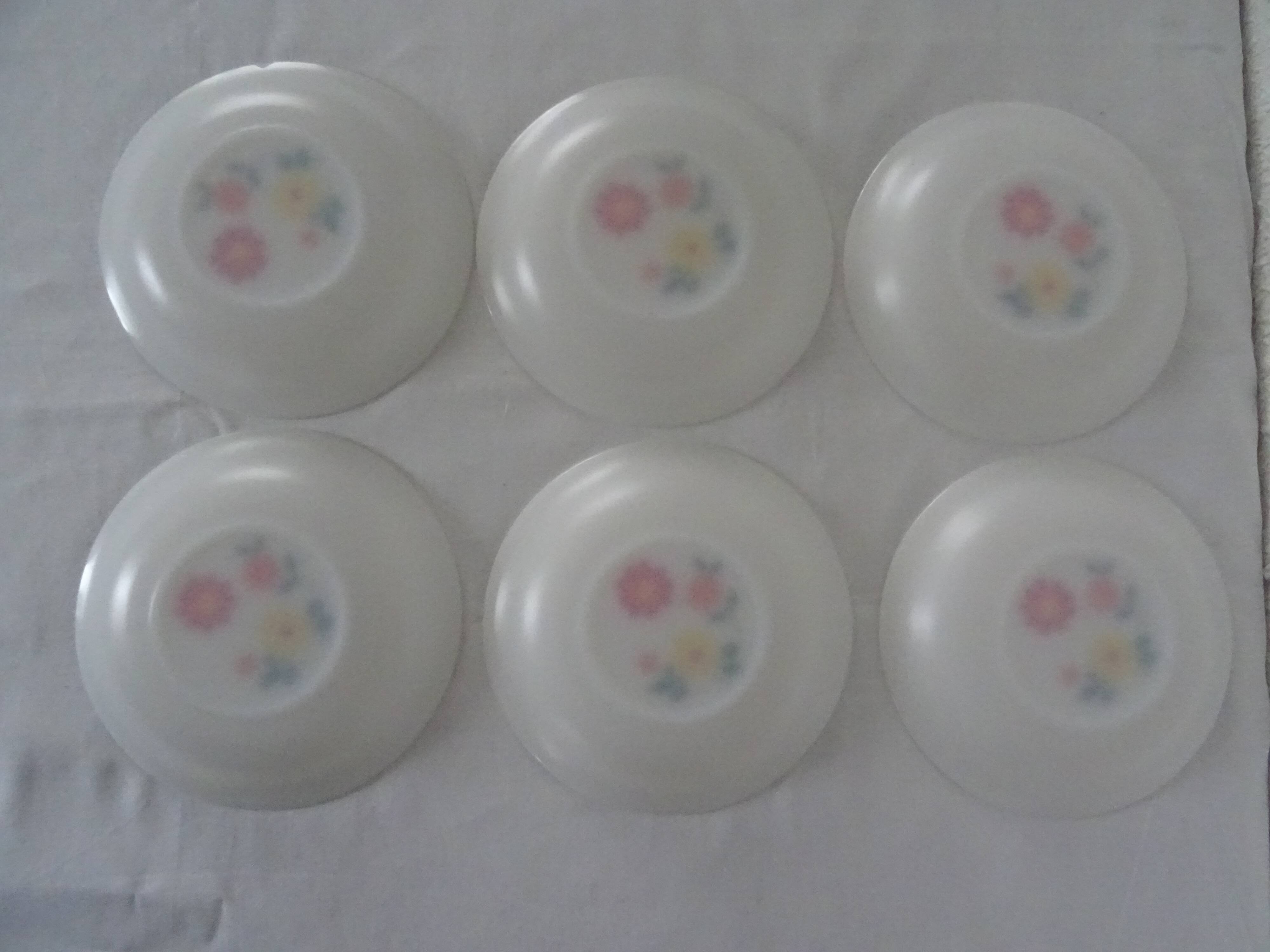 6 plates flowers orange yellow crown arcopal vintage
