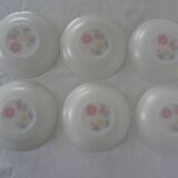 6 assiettes  fleurs orange jaune calotte arcopal vintage