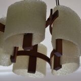 Scandinavian chandelier 5 lights 1960 teak and perspex