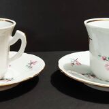 Paire de tasses à café en porcelaine de Couleuvre XXème
