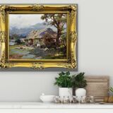 William Pratt 1855-1936.Crofters Scottish Highlands 1929 Oil On Canvas. Framed