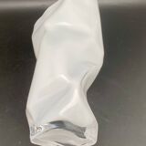 White tinted glass vase with crumpled effect