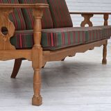 1970s, Danish 3-seater sofa, green furniture wool, oak wood.