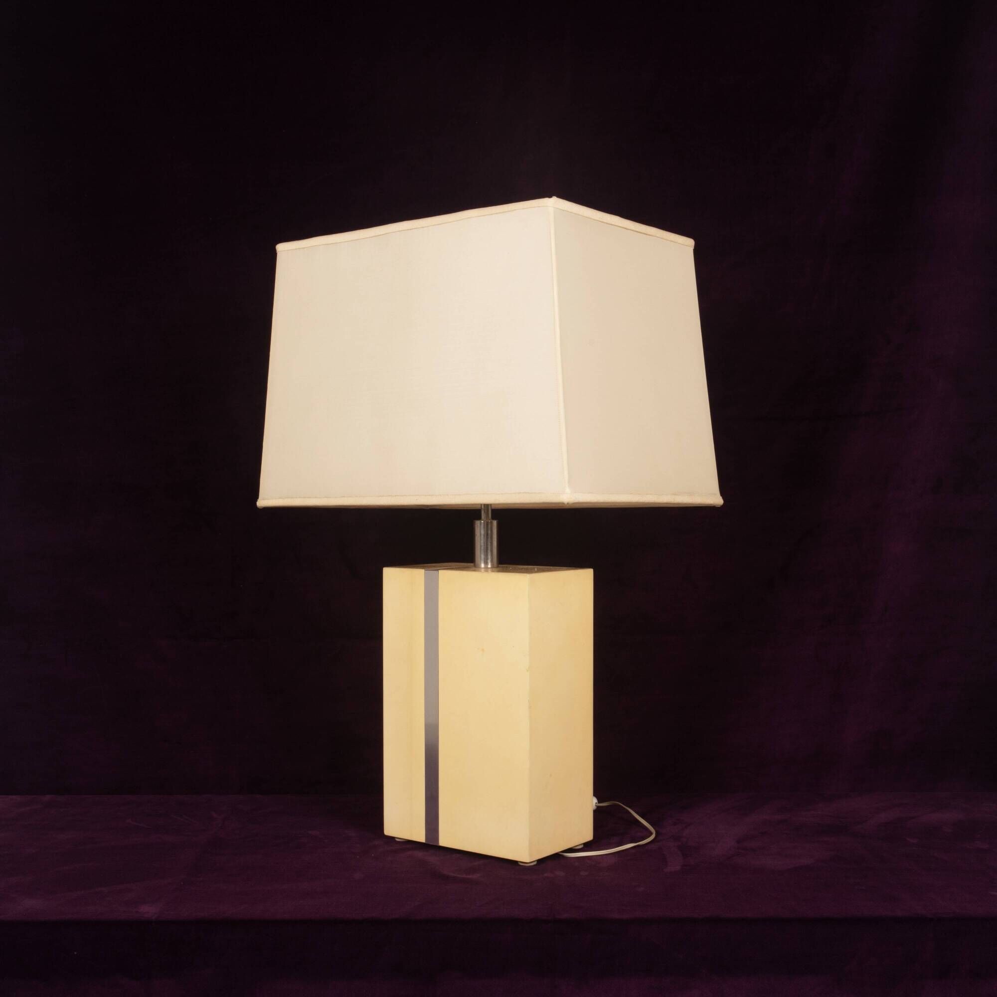 Tommaso Barbi Italian Rationalist Parchment and Metal Geometric Table Lamp