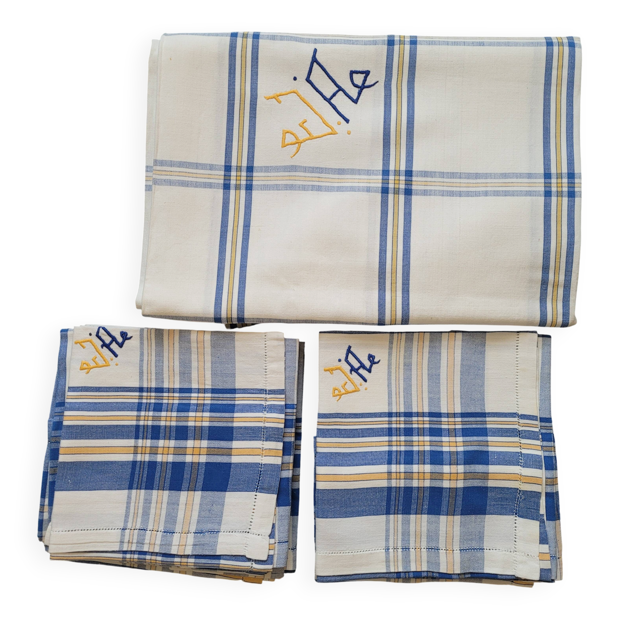 Nappe en coton 12 couverts avec serviettes