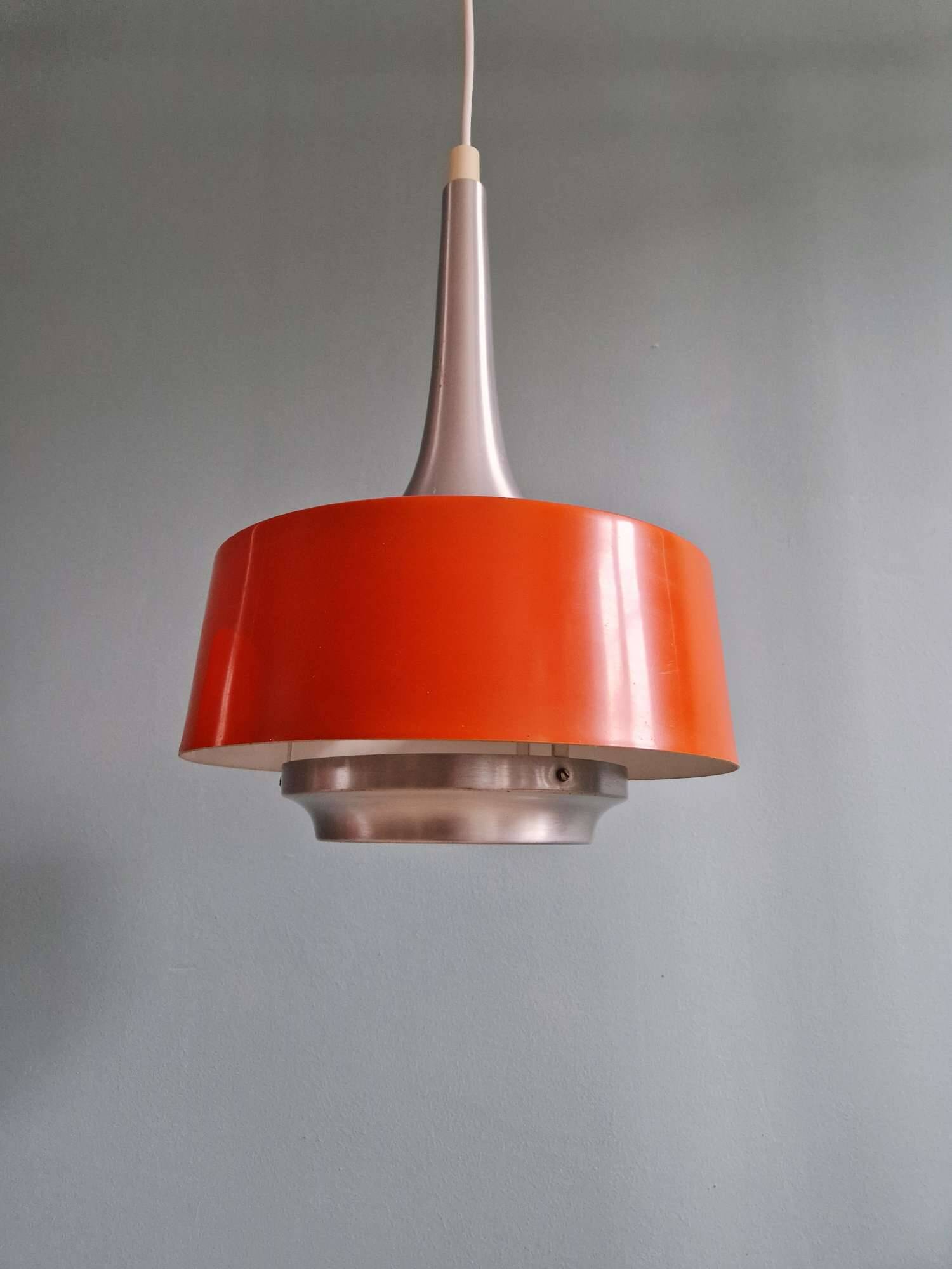 Pair of Scandinavian brushed aluminium pendants, 1960s