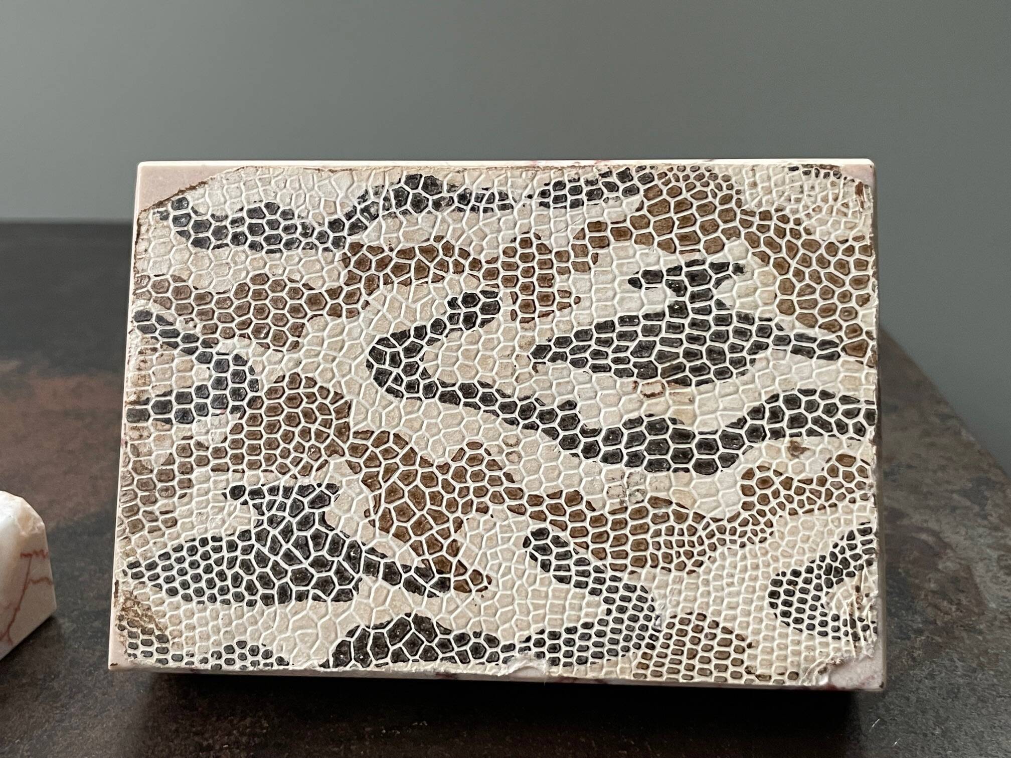 Pair of marble bookends with bronze birds