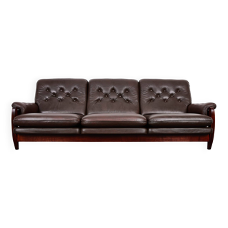 Mid century rosewood & calf leather sofa, model-rodeio by jean gillon 1968 italma woodart