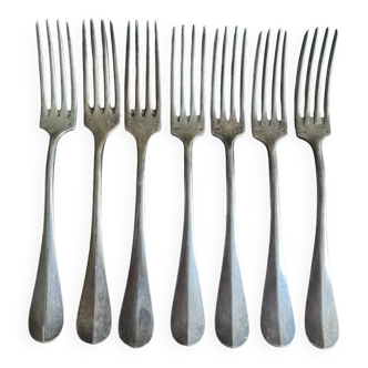 7 silver plated metal forks Goldsmith Armand Frenais 19th century