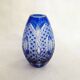 Small Bohemian crystal vase, cut with cobalt lining