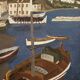Marine, view of a Mediterranean port signed Chevalier, 20th century.