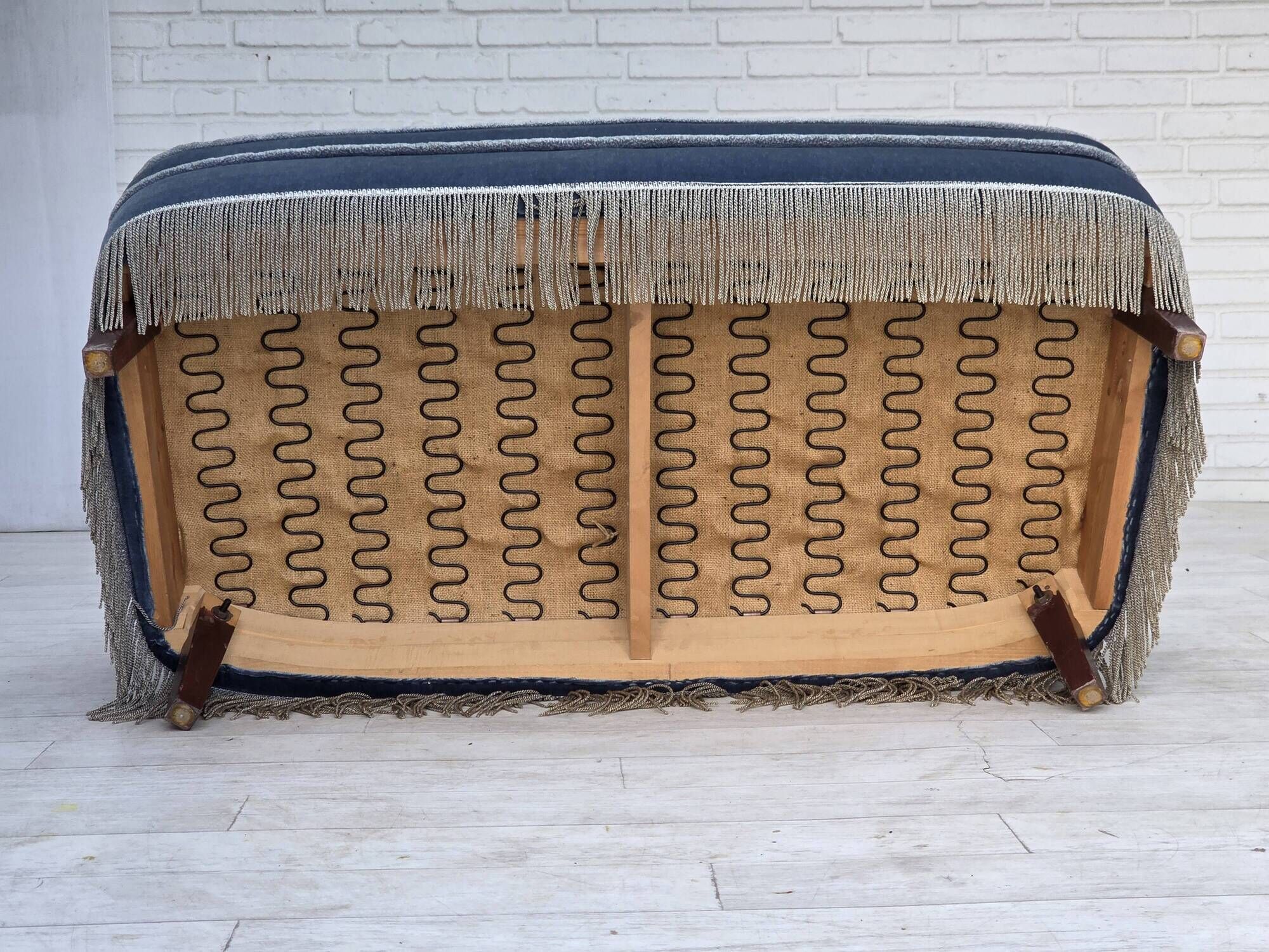 1970s, Danish 2-seater sofa, furniture velour, beech wood.