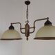 French Mid Century Bronze Effect Metal Double Billiard Light Glass Shades