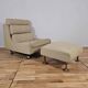 Steiner-Paris, green cloth armchair and ottoman, circa 1950/1960