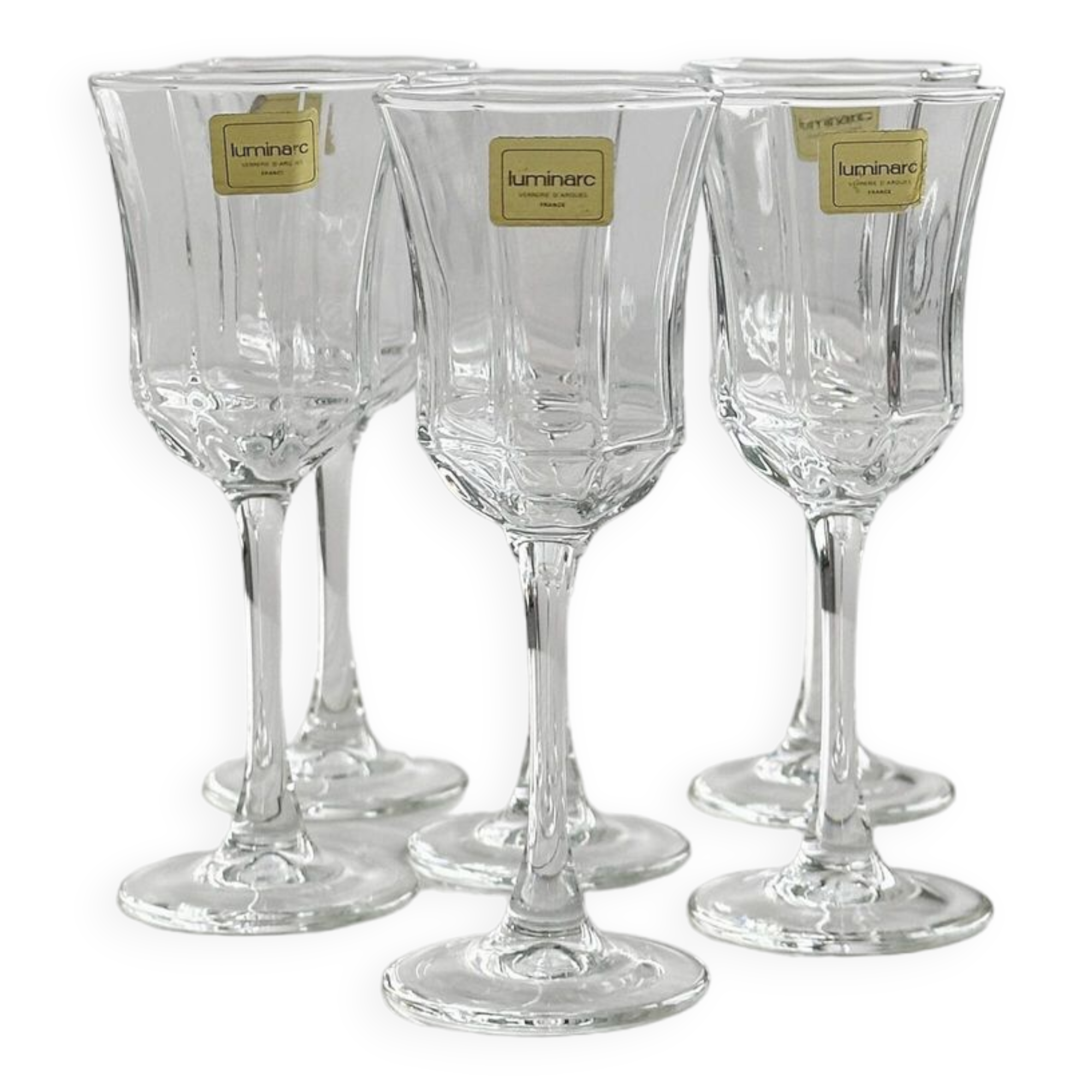 6 Luminarc liqueur glasses.