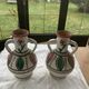 Pair of amphora vase, vintage artisanal and oriental pottery