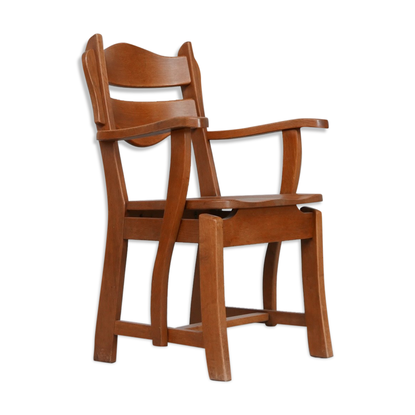 Dutch solid oak mid-century armchair