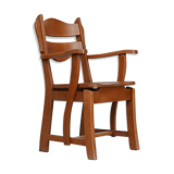 Fauteuil hollandais en chêne massif du milieu du siècle
