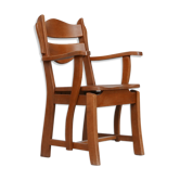 Dutch solid oak mid-century armchair