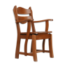 Dutch solid oak mid-century armchair