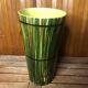 Old vase st clément france green & yellow ceramic vintage #a392