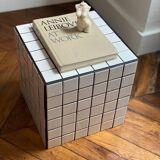 Side table cube gigi tile mosaic white joint black sofa end