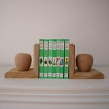 Set of 2 wooden bookends, apple pattern
